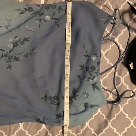 Ombré Blue Flower Accented Floor Length Gown - Picture 3 of 3